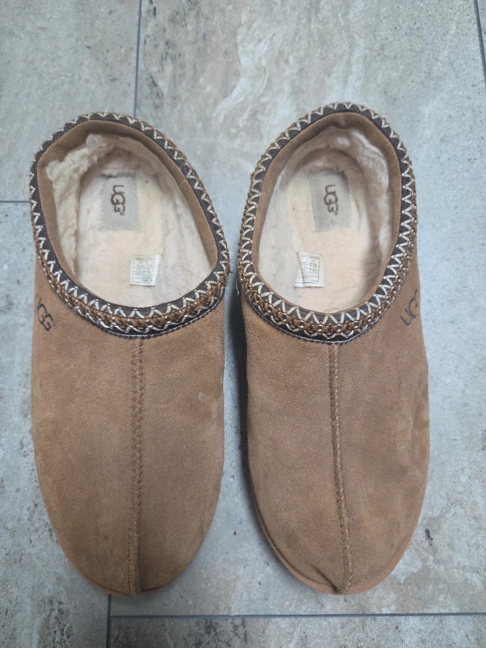 UGG Men's Chestnut Suede Shearling Lined Slip-On Slippers